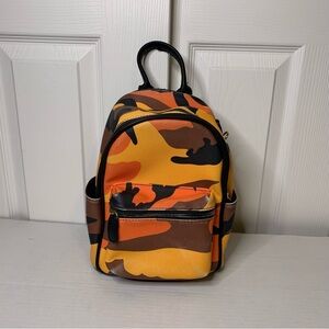 Like Dreams Orange and Black Camouflage Mini Backpack